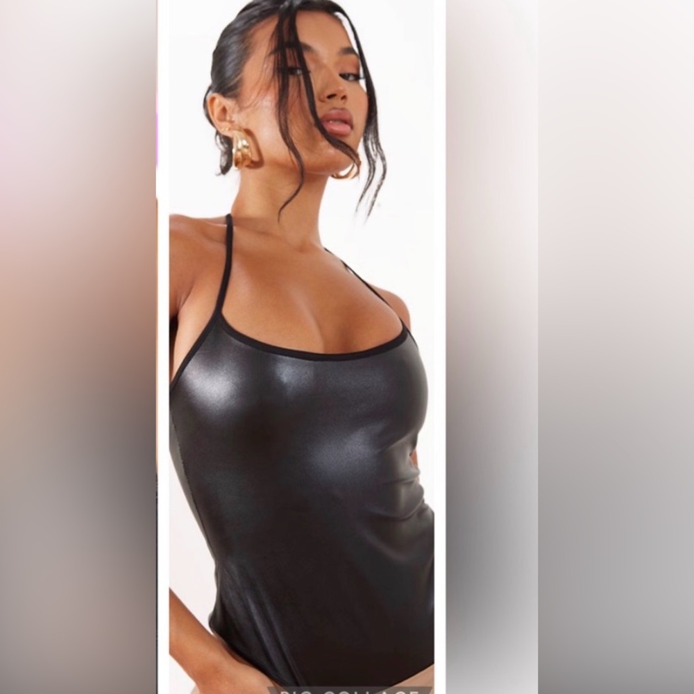 Black Faux Leather bodysuit